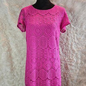 Laundry by Shelli Secal Women's Pink Crochet Short Sleeves Dress
